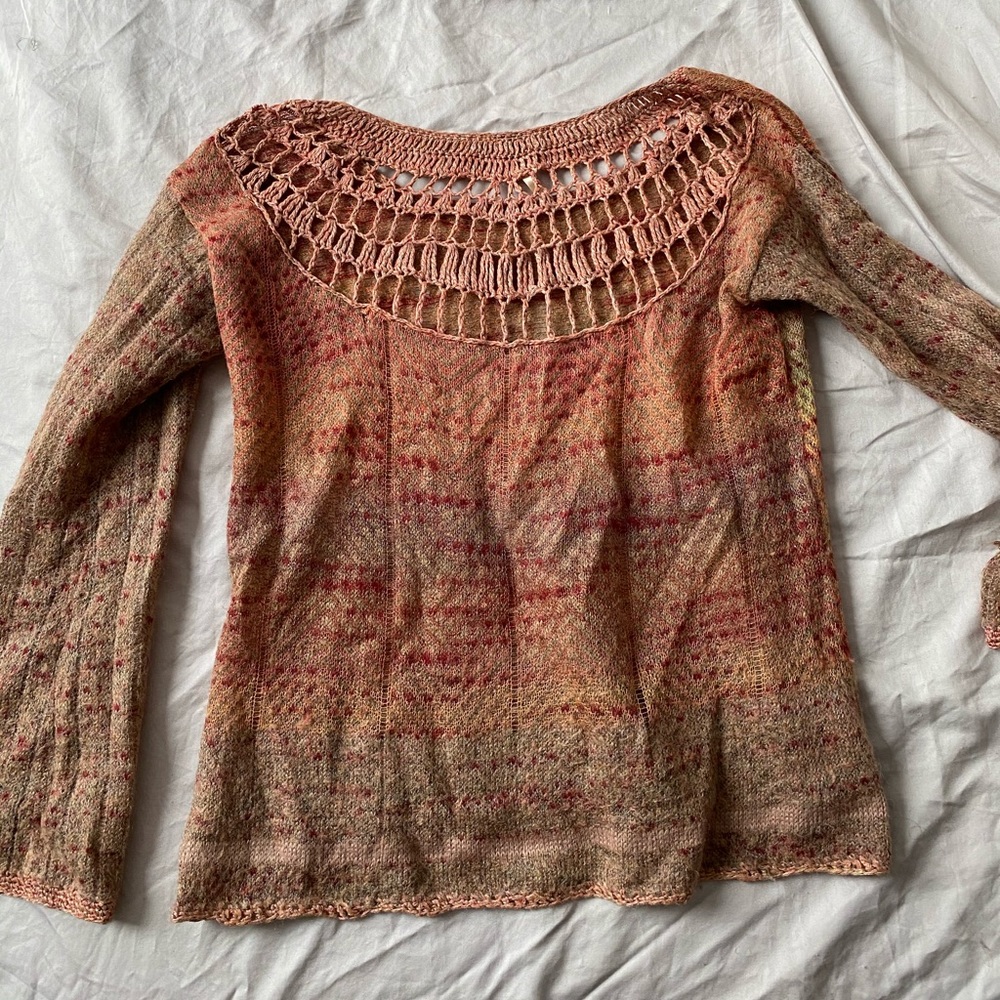 Free People 70’s inspired sweater with back detail